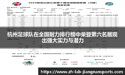 杭州足球队在全国耐力排行榜中荣登第六名展现出强大实力与潜力